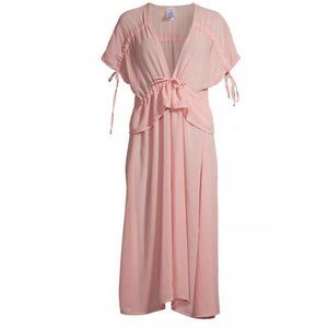 Womens Time and Tru Pink Chiffon Kimono Size Small/Med Swim Cover Up Ties NWT